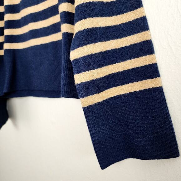 NEW J. Crew Chunky Cropped Stripe Sweater Wool Alpaca Blend Natural Heather XS - Picture 3 of 11